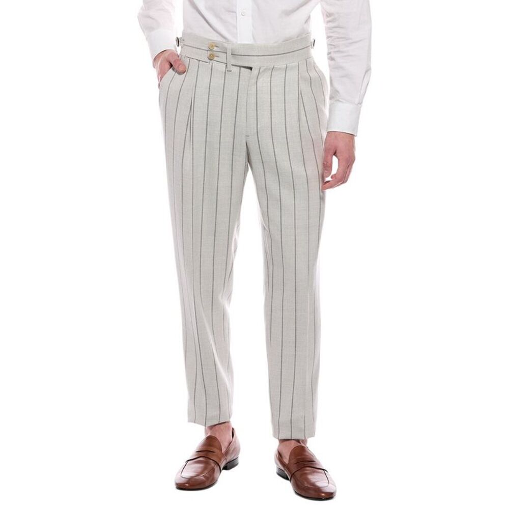 Isaia Mens  Wool, Silk, & Linen-Blend Trouser, Grey